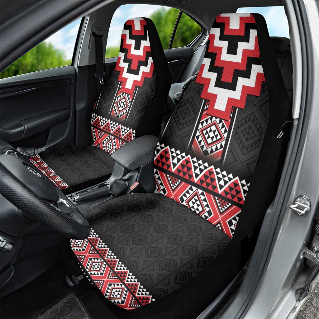 Red Taniko Aotearoa Car Seat Cover Niho Taniwha Mix Poutama LT14 - Polynesian Pride