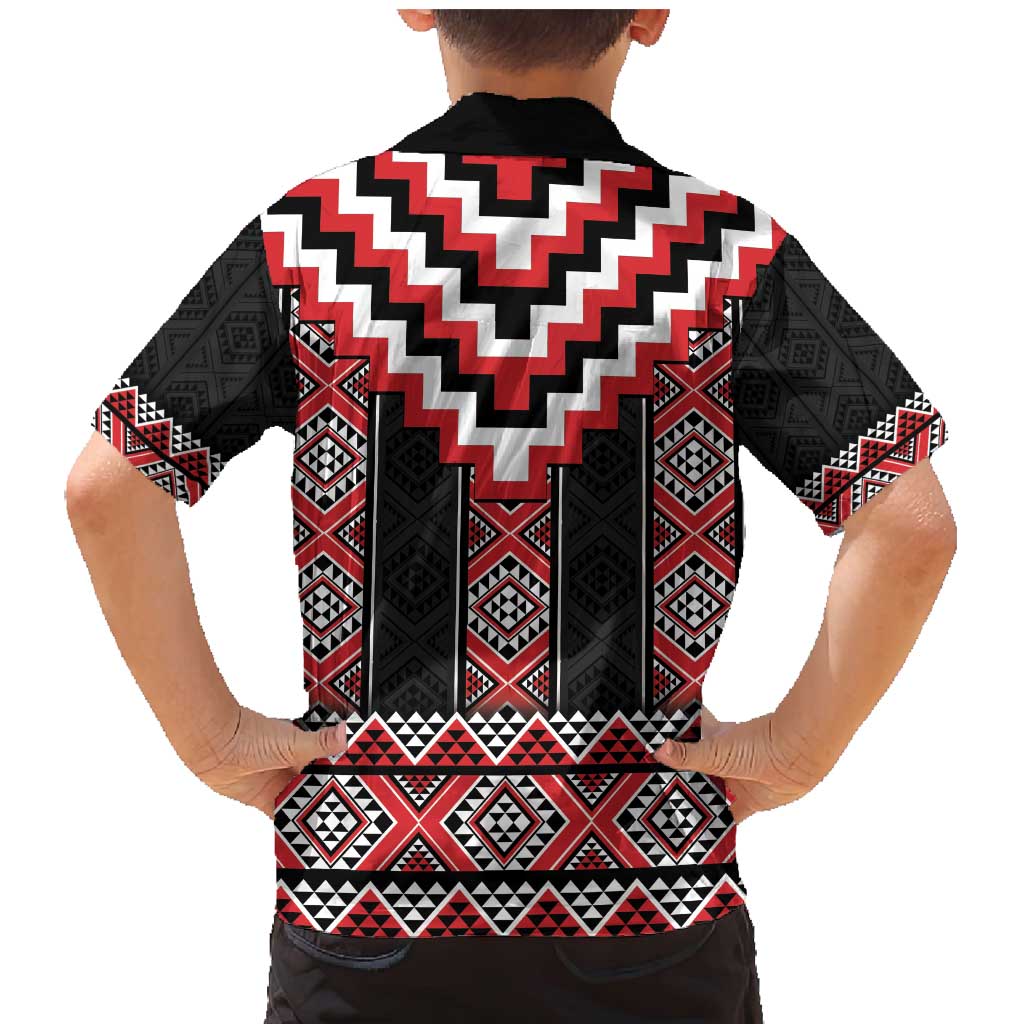 Red Taniko Aotearoa Family Matching Mermaid Dress and Hawaiian Shirt Niho Taniwha Mix Poutama LT14 - Polynesian Pride