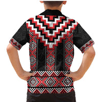 Red Taniko Aotearoa Family Matching Mermaid Dress and Hawaiian Shirt Niho Taniwha Mix Poutama LT14 - Polynesian Pride