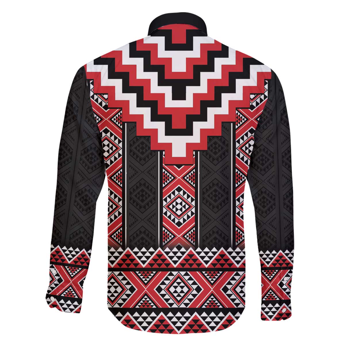 Red Taniko Aotearoa Family Matching Off The Shoulder Long Sleeve Dress and Hawaiian Shirt Niho Taniwha Mix Poutama LT14 - Polynesian Pride