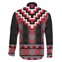 Red Taniko Aotearoa Family Matching Off The Shoulder Long Sleeve Dress and Hawaiian Shirt Niho Taniwha Mix Poutama LT14 - Polynesian Pride