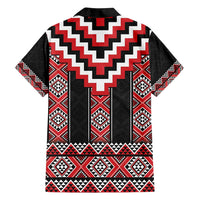 Red Taniko Aotearoa Family Matching Off Shoulder Maxi Dress and Hawaiian Shirt Niho Taniwha Mix Poutama LT14