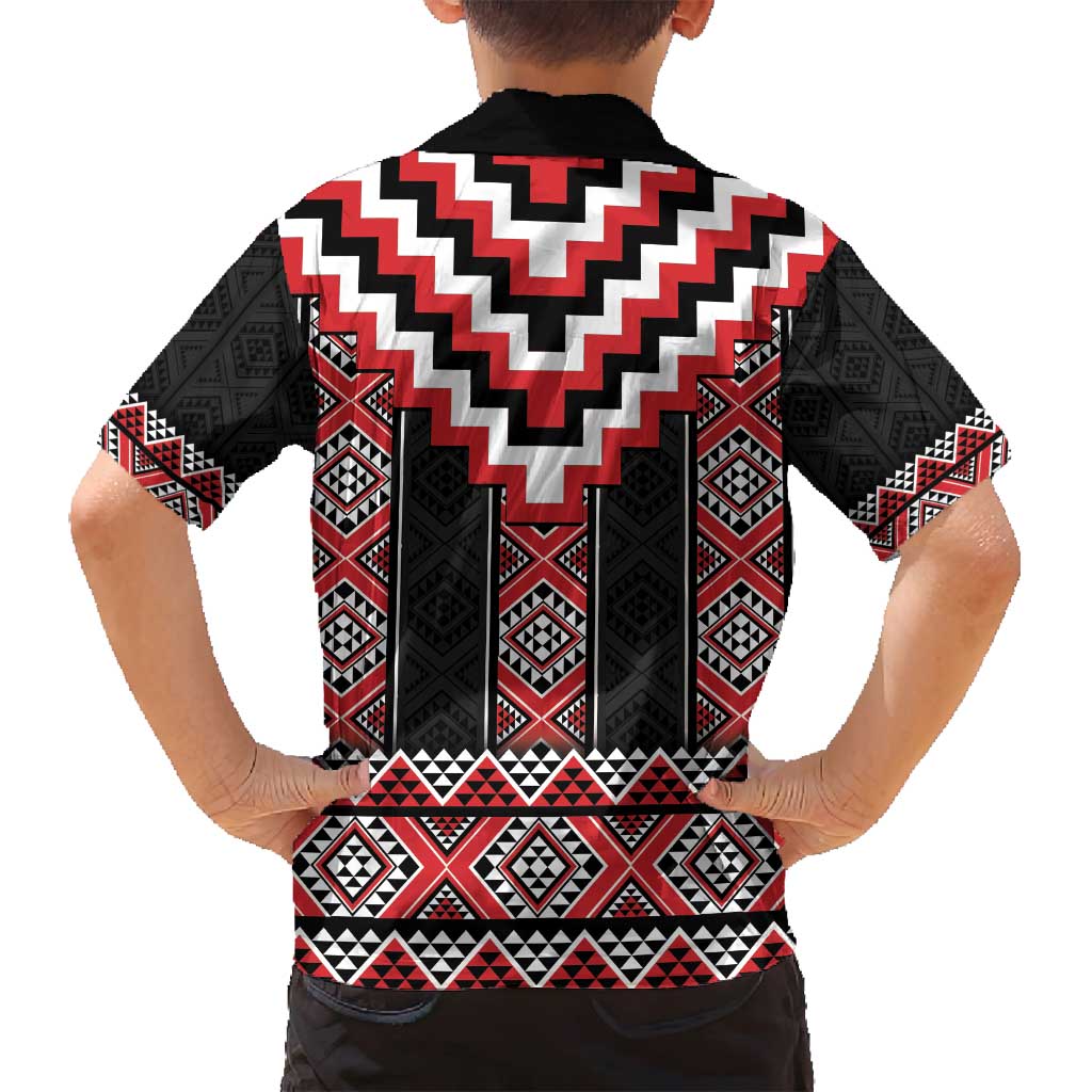 Red Taniko Aotearoa Family Matching Tank Maxi Dress and Hawaiian Shirt Niho Taniwha Mix Poutama LT14 - Polynesian Pride