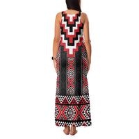 Red Taniko Aotearoa Family Matching Tank Maxi Dress and Hawaiian Shirt Niho Taniwha Mix Poutama LT14 - Polynesian Pride