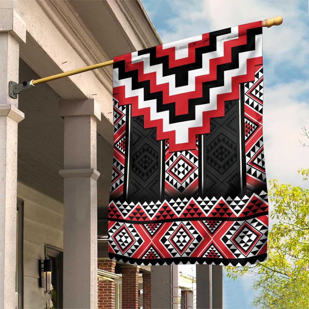 Red Taniko Aotearoa Garden Flag Niho Taniwha Mix Poutama LT14