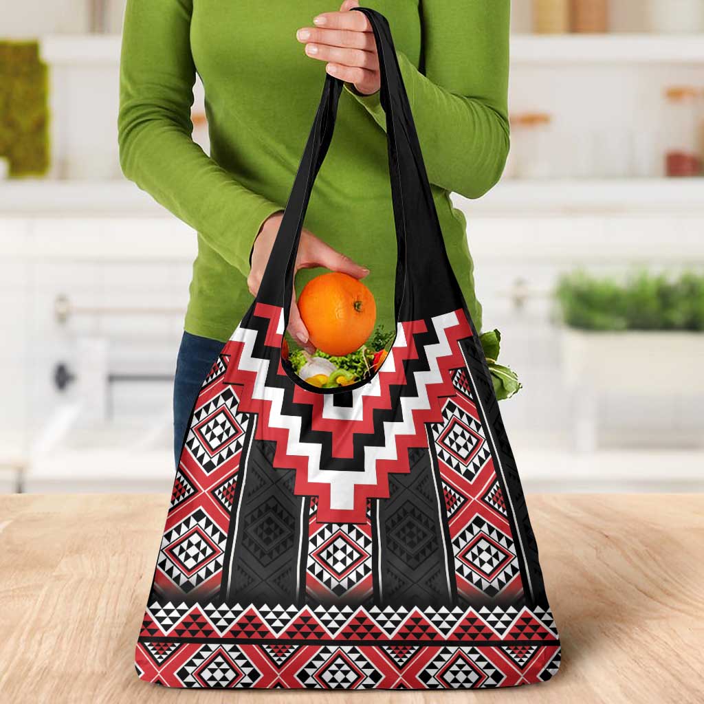 Red Taniko Aotearoa Grocery Bag Niho Taniwha Mix Poutama