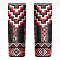 Red Taniko Aotearoa Skinny Tumbler Niho Taniwha Mix Poutama LT14 Red - Polynesian Pride