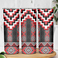 Red Taniko Aotearoa Skinny Tumbler Niho Taniwha Mix Poutama LT14 - Polynesian Pride