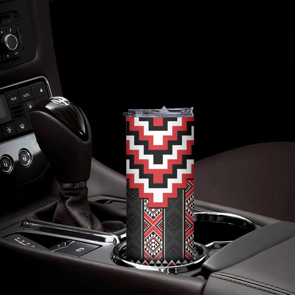 Red Taniko Aotearoa Skinny Tumbler Niho Taniwha Mix Poutama LT14 - Polynesian Pride