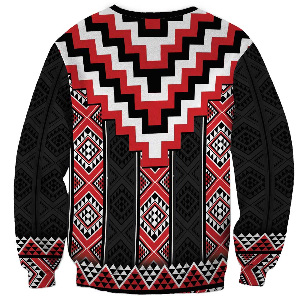 Red Taniko Aotearoa Sweatshirt Niho Taniwha Mix Poutama LT14