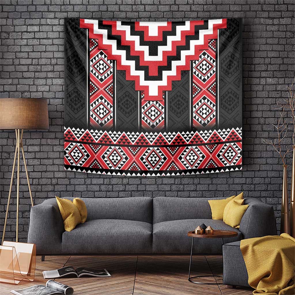 Red Taniko Aotearoa Tapestry Niho Taniwha Mix Poutama LT14