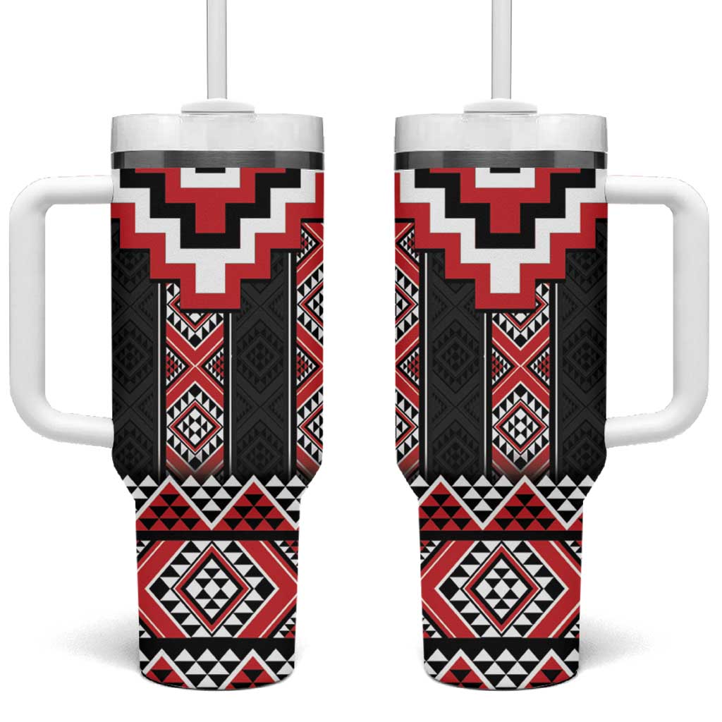 Red Taniko Aotearoa Tumbler With Handle Niho Taniwha Mix Poutama LT14