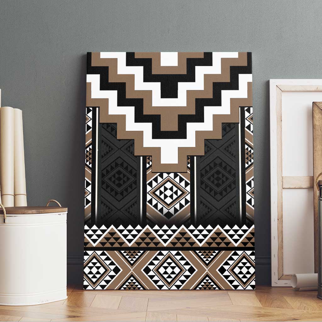 Brown Taniko Aotearoa Canvas Wall Art Niho Taniwha Mix Poutama LT14