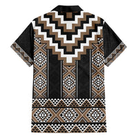 Brown Taniko Aotearoa Family Matching Long Sleeve Bodycon Dress and Hawaiian Shirt Niho Taniwha Mix Poutama LT14 - Polynesian Pride