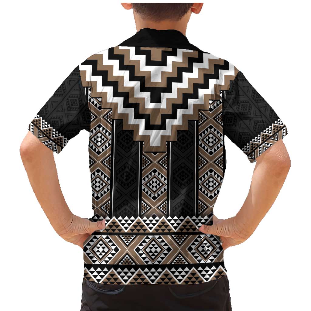 Brown Taniko Aotearoa Family Matching Mermaid Dress and Hawaiian Shirt Niho Taniwha Mix Poutama LT14 - Polynesian Pride