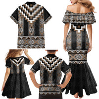 Brown Taniko Aotearoa Family Matching Mermaid Dress and Hawaiian Shirt Niho Taniwha Mix Poutama LT14 - Polynesian Pride