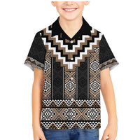 Brown Taniko Aotearoa Family Matching Mermaid Dress and Hawaiian Shirt Niho Taniwha Mix Poutama LT14 Son's Shirt Brown - Polynesian Pride
