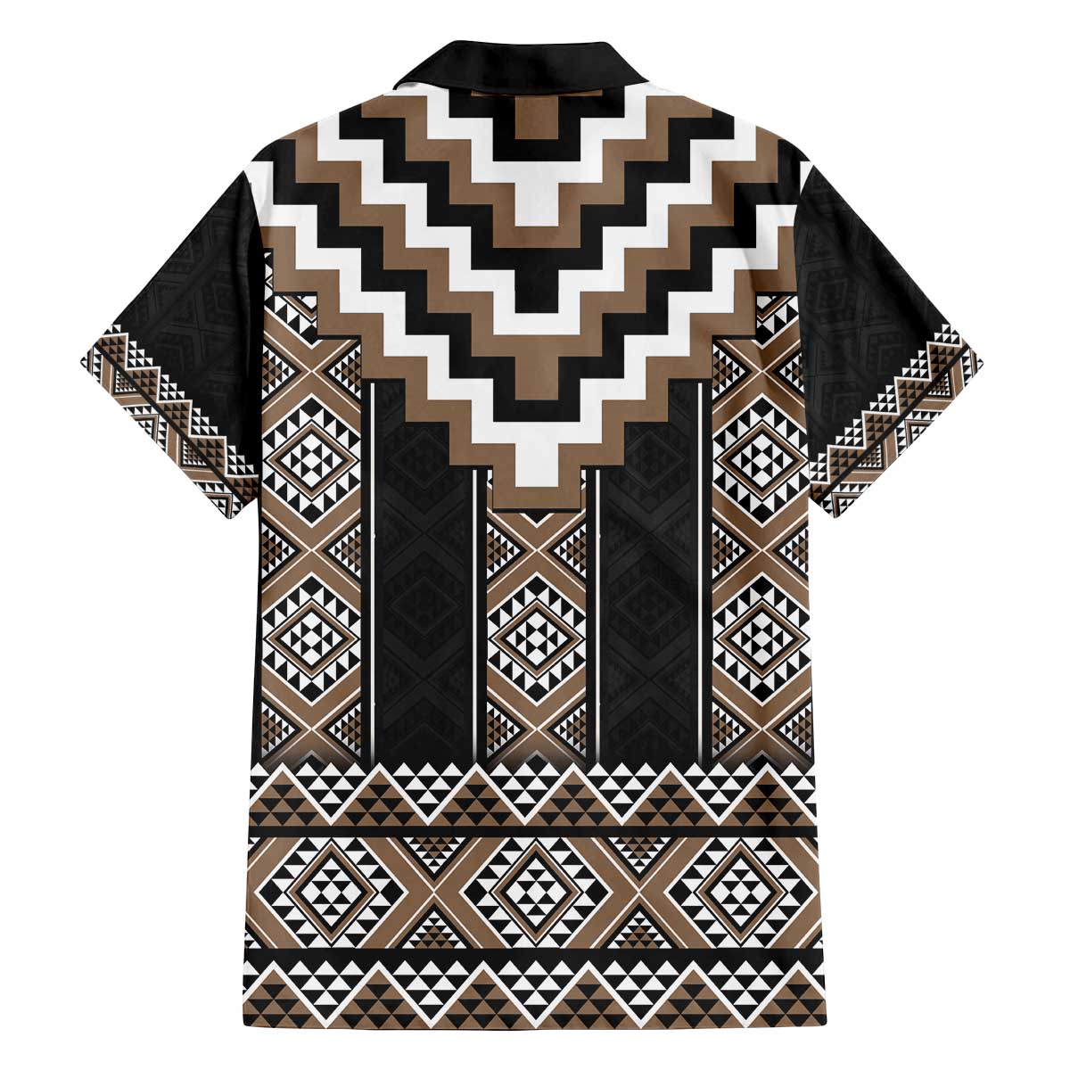 Brown Taniko Aotearoa Family Matching Off The Shoulder Long Sleeve Dress and Hawaiian Shirt Niho Taniwha Mix Poutama LT14 - Polynesian Pride