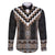 Brown Taniko Aotearoa Family Matching Off The Shoulder Long Sleeve Dress and Hawaiian Shirt Niho Taniwha Mix Poutama LT14