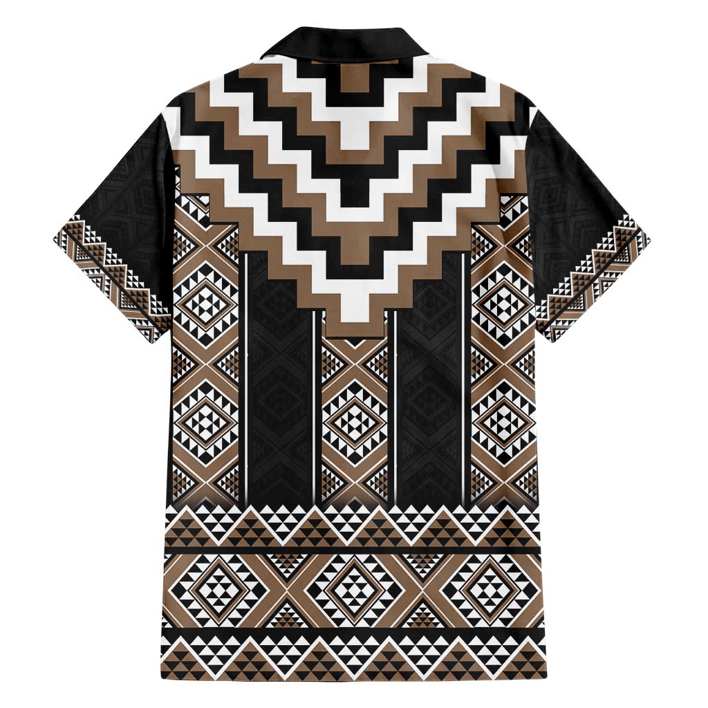 Brown Taniko Aotearoa Family Matching Short Sleeve Bodycon Dress and Hawaiian Shirt Niho Taniwha Mix Poutama LT14 - Polynesian Pride