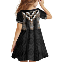 Brown Taniko Aotearoa Kid Short Sleeve Dress Niho Taniwha Mix Poutama LT14