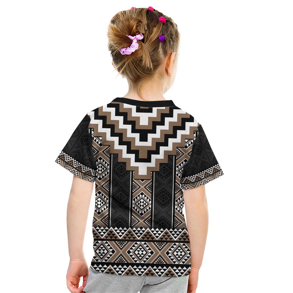 Brown Taniko Aotearoa Kid T Shirt Niho Taniwha Mix Poutama LT14