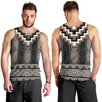 Brown Taniko Aotearoa Men Tank Top Niho Taniwha Mix Poutama LT14