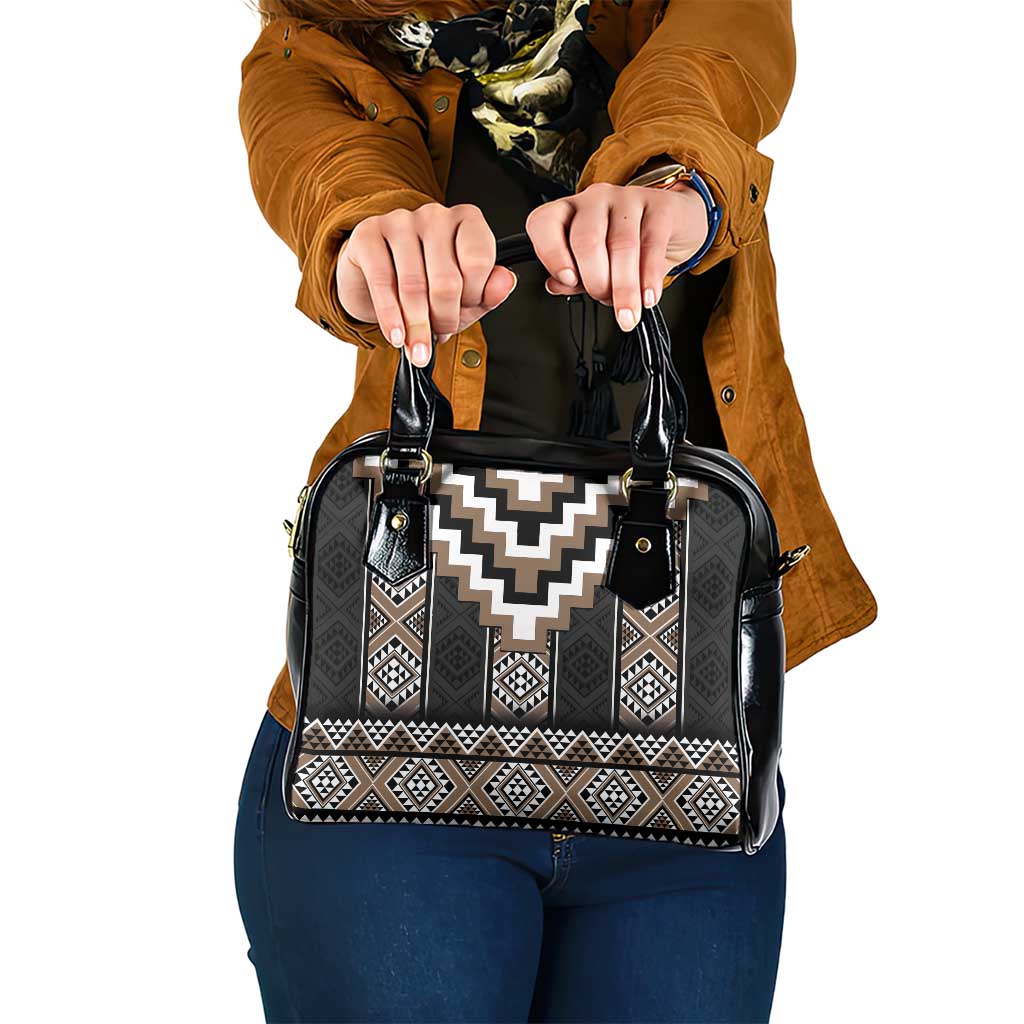 Brown Taniko Aotearoa Shoulder Handbag Niho Taniwha Mix Poutama LT14