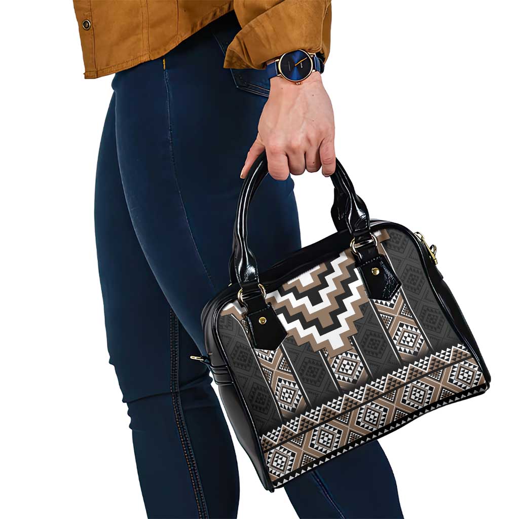 Brown Taniko Aotearoa Shoulder Handbag Niho Taniwha Mix Poutama LT14