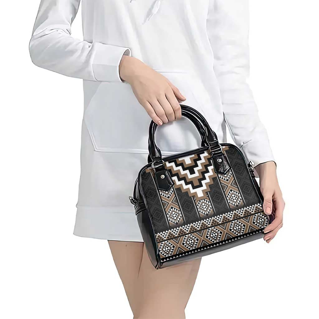 Brown Taniko Aotearoa Shoulder Handbag Niho Taniwha Mix Poutama LT14