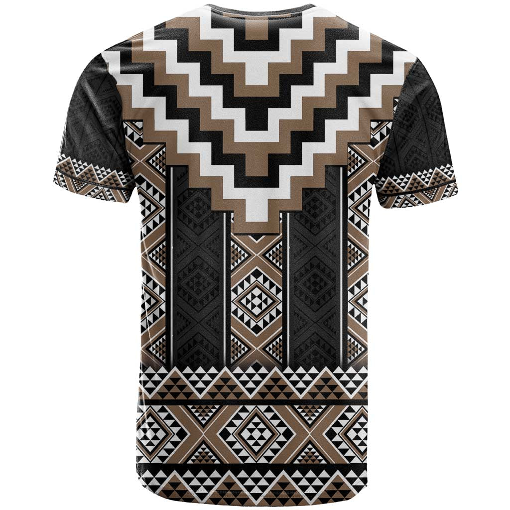 Brown Taniko Aotearoa T Shirt Niho Taniwha Mix Poutama LT14
