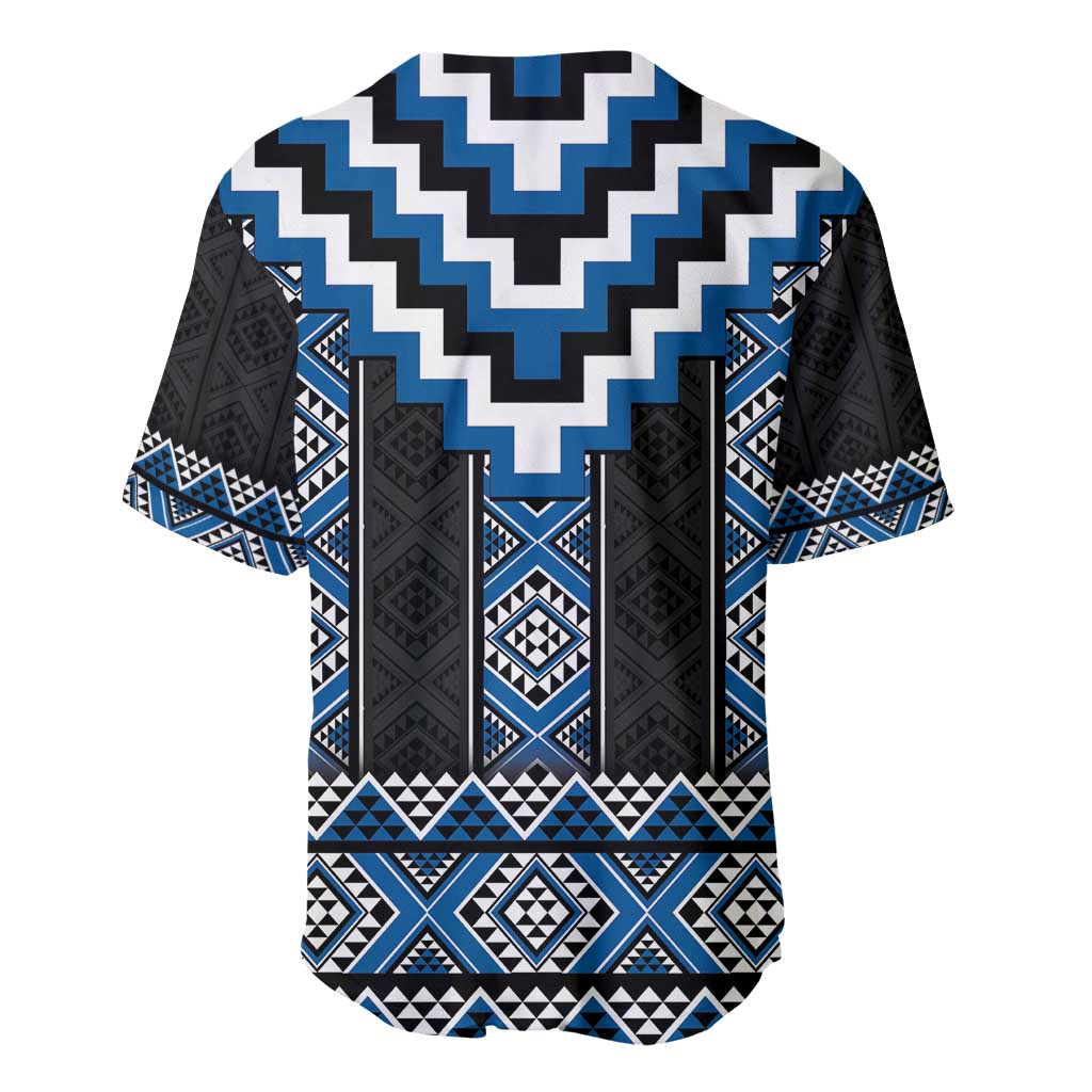 Blue Taniko Aotearoa Baseball Jersey Niho Taniwha Mix Poutama LT14