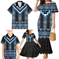 Blue Taniko Aotearoa Family Matching Mermaid Dress and Hawaiian Shirt Niho Taniwha Mix Poutama LT14 - Polynesian Pride