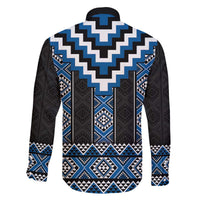Blue Taniko Aotearoa Family Matching Off The Shoulder Long Sleeve Dress and Hawaiian Shirt Niho Taniwha Mix Poutama LT14 - Polynesian Pride