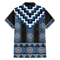 Blue Taniko Aotearoa Family Matching Short Sleeve Bodycon Dress and Hawaiian Shirt Niho Taniwha Mix Poutama LT14 - Polynesian Pride