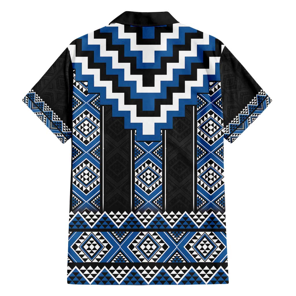 Blue Taniko Aotearoa Family Matching Tank Maxi Dress and Hawaiian Shirt Niho Taniwha Mix Poutama LT14 - Polynesian Pride