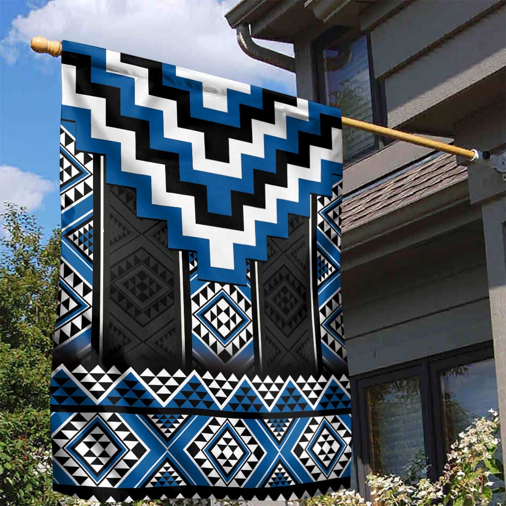 Blue Taniko Aotearoa Garden Flag Niho Taniwha Mix Poutama LT14