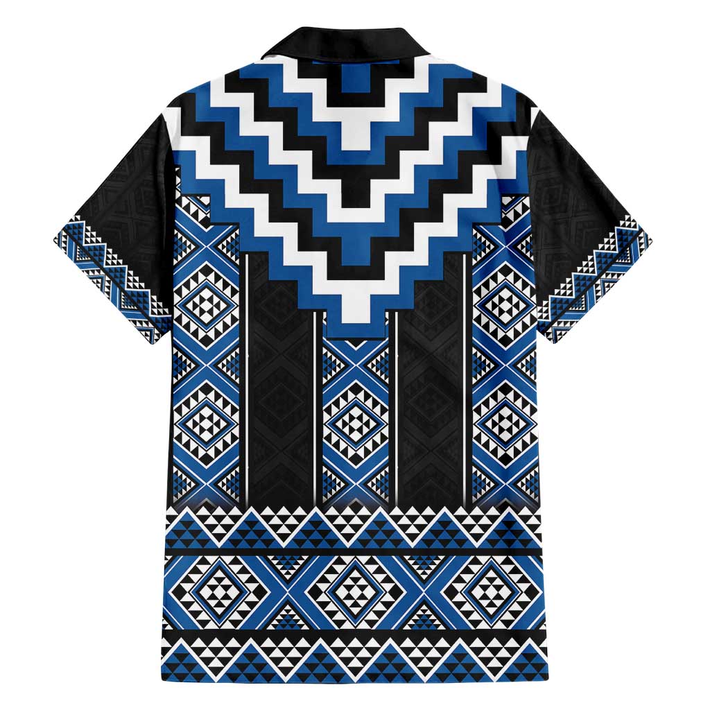 Blue Taniko Aotearoa Hawaiian Shirt Niho Taniwha Mix Poutama LT14