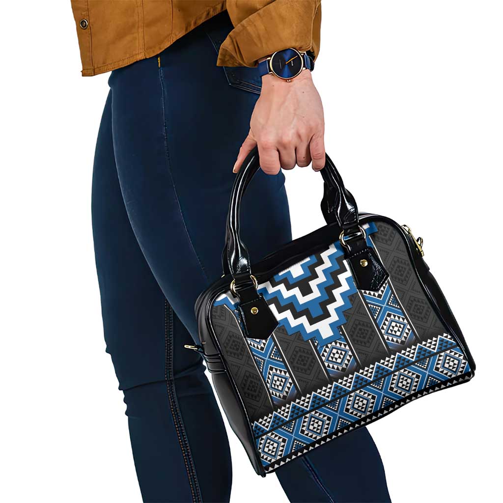 Blue Taniko Aotearoa Shoulder Handbag Niho Taniwha Mix Poutama LT14
