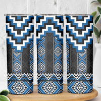 Blue Taniko Aotearoa Skinny Tumbler Niho Taniwha Mix Poutama LT14
