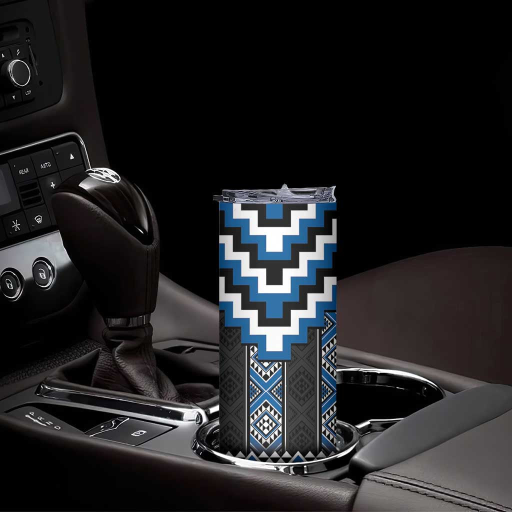 Blue Taniko Aotearoa Skinny Tumbler Niho Taniwha Mix Poutama LT14