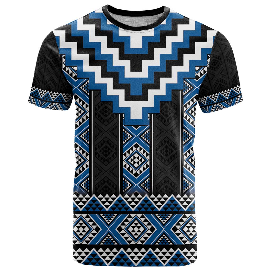 Blue Taniko Aotearoa T Shirt Niho Taniwha Mix Poutama LT14