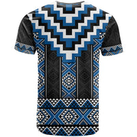 Blue Taniko Aotearoa T Shirt Niho Taniwha Mix Poutama LT14