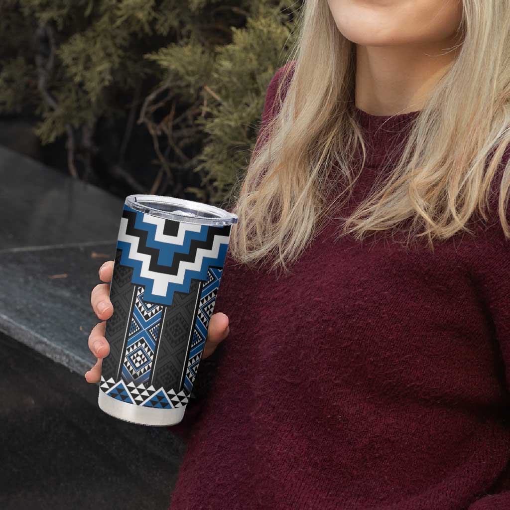 Blue Taniko Aotearoa Tumbler Cup Niho Taniwha Mix Poutama LT14