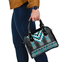 Turquoise Taniko Pattern Aotearoa Shoulder Handbag Niho Taniwha Mix Poutama LT14 - Polynesian Pride