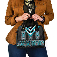 Turquoise Taniko Pattern Aotearoa Shoulder Handbag Niho Taniwha Mix Poutama LT14 - Polynesian Pride