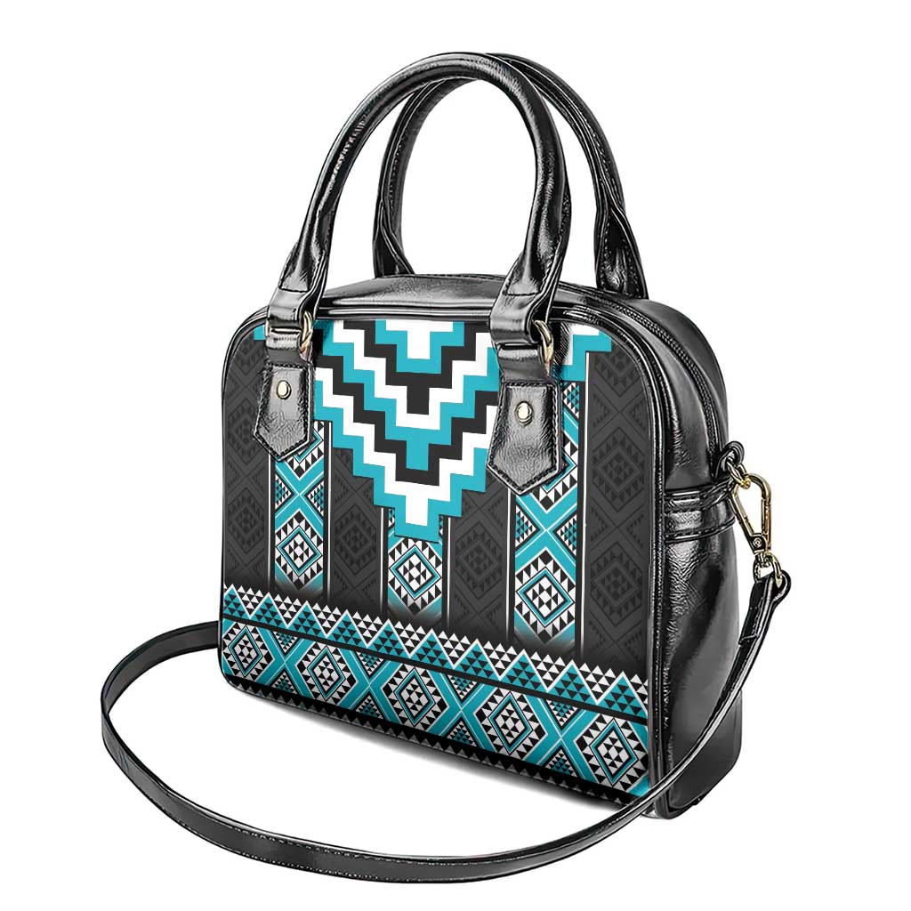 Turquoise Taniko Pattern Aotearoa Shoulder Handbag Niho Taniwha Mix Poutama LT14 - Polynesian Pride