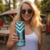 Turquoise Taniko Pattern Aotearoa Skinny Tumbler Niho Taniwha Mix Poutama LT14 - Polynesian Pride