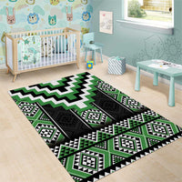 Green Taniko Pattern Aotearoa Area Rug Niho Taniwha Mix Poutama