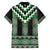 Green Taniko Pattern Aotearoa Family Matching Off The Shoulder Long Sleeve Dress and Hawaiian Shirt Niho Taniwha Mix Poutama LT14